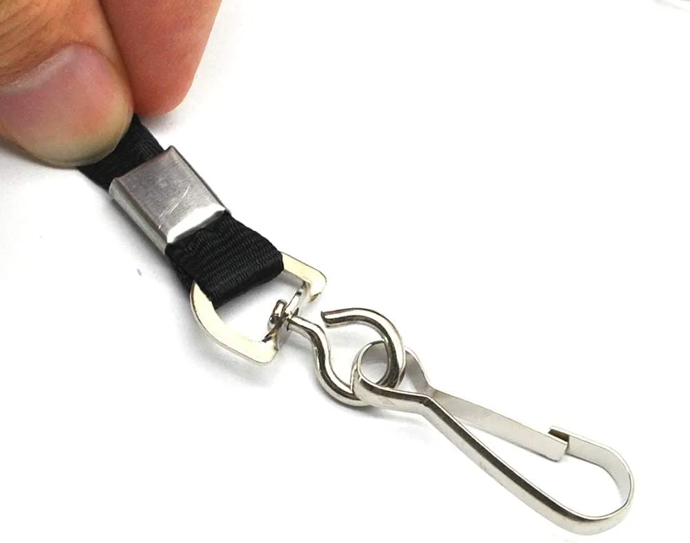 Beebel Black Lanyard Bulk Lanyards for Id Badges Flat Lanyard with Badge Clip Swivel Hook 50 Pack