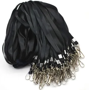 Beebel Black Lanyard Bulk Lanyards for Id Badges Flat Lanyard with Badge Clip Swivel Hook 50 Pack