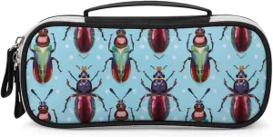 Beetles and Insects Printed Pencil Bag Travel Makeup Bags Small Cosmetic Organizer for Men Women