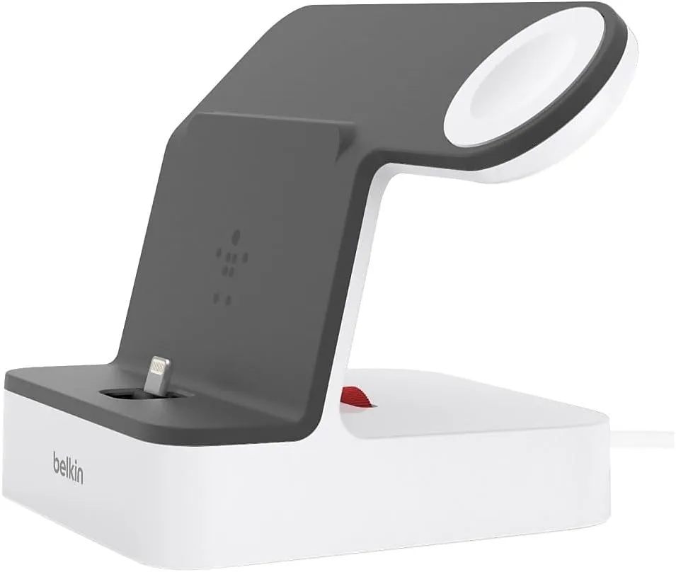 Belkin 2-In-1 Iphone & Apple Watch Charging Dock - Powerhouse Charging Station   Apple Watch Charging Stand - Designed For Iphone 6/7/8/X/Xs/Xr/Xs Max, Apple Watch Series 4, 3, 2, & 1