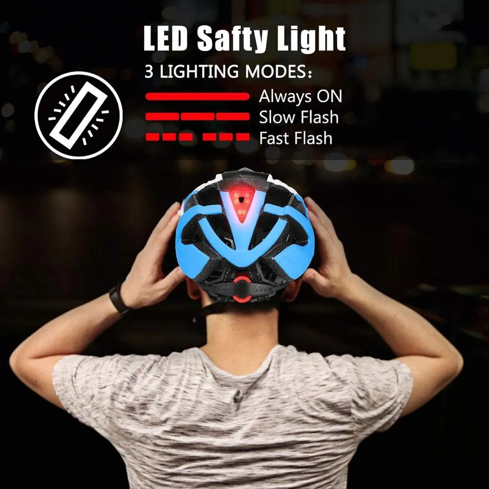 Bike Helmet, Basecamp Bicycle Helmet with Rear Light & Detachable Magnetic Goggles Lightweight Cycling Helmet Adjustable for Adult Men Women Mountain & Road (BC-069)