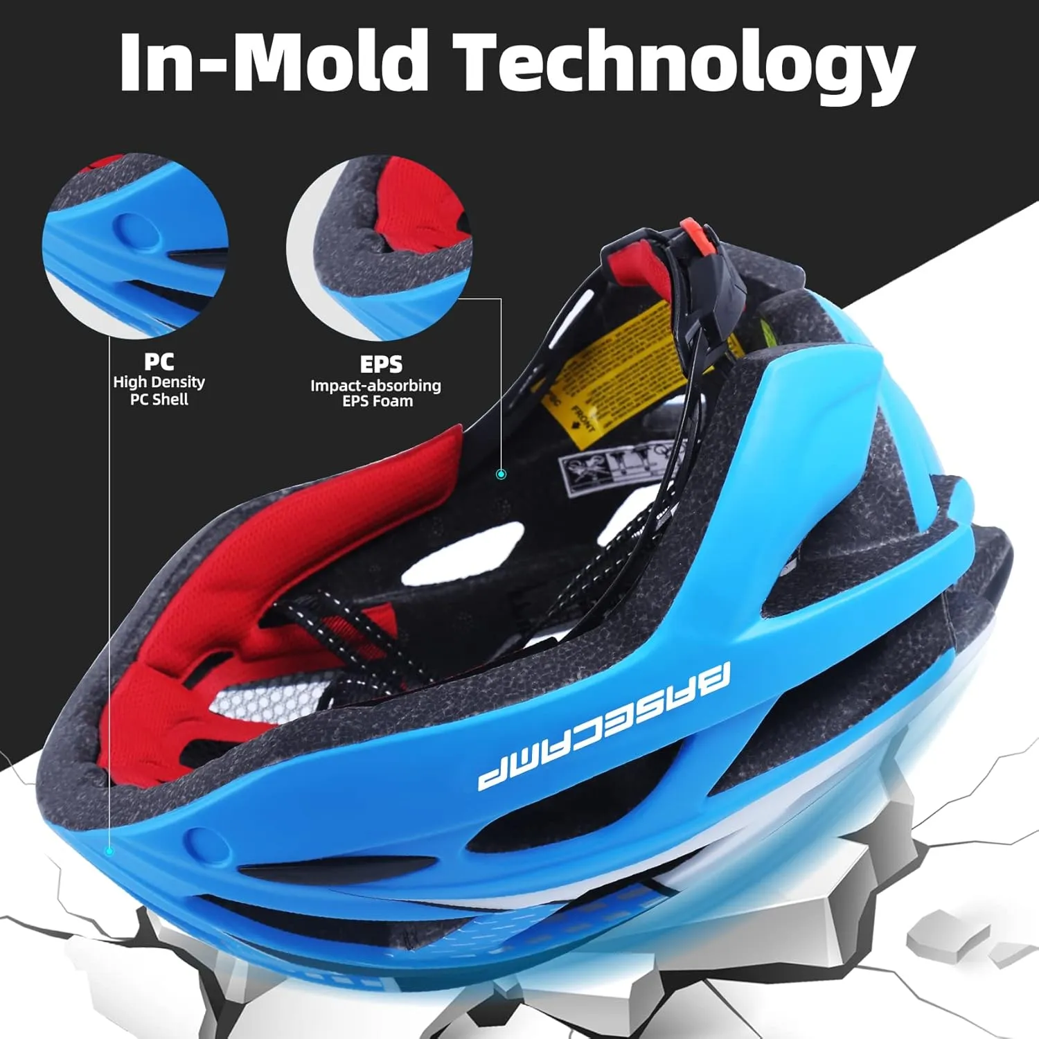 Bike Helmet, Basecamp Bicycle Helmet with Rear Light & Detachable Magnetic Goggles Lightweight Cycling Helmet Adjustable for Adult Men Women Mountain & Road (BC-069)