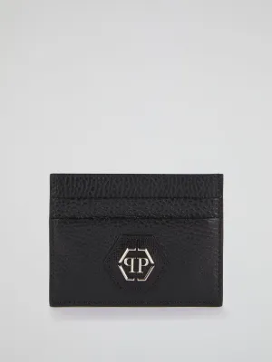 Black Monogram Patched Credit Card Holder