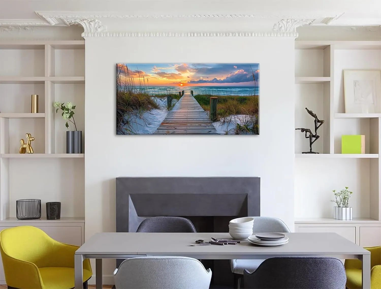 BLINFEIRU Coastal Beach Canvas Wall Art - Beach Path Pictures Wall Decor Large Ocean Seascape Art Prints Sunset Nature Landscape Paintings for Living Room Bedroom Decorations Framed Artwork 20"x40"