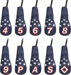 Blue and White Stars Hybrid Iron Head Covers