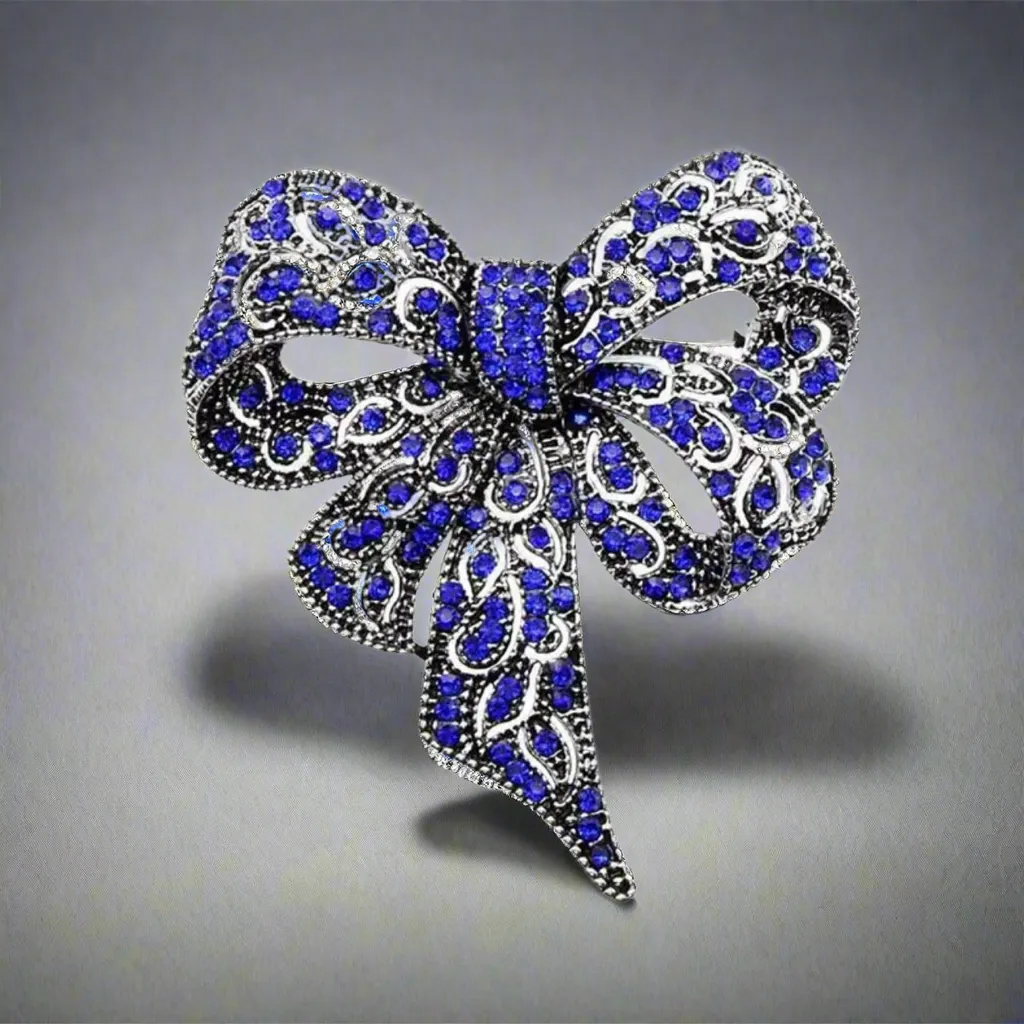 Blue Bow Brooch Pin
