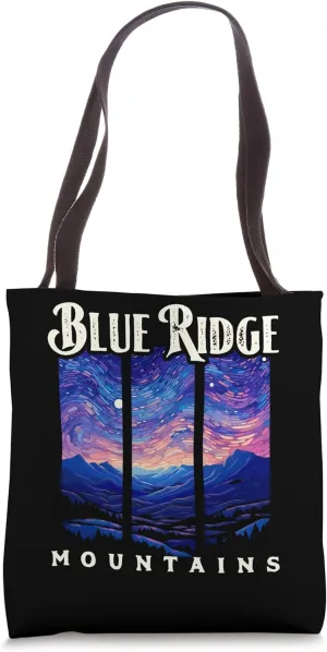 Blue Ridge Mountains Starry Night Sky Artistic Tote Bag