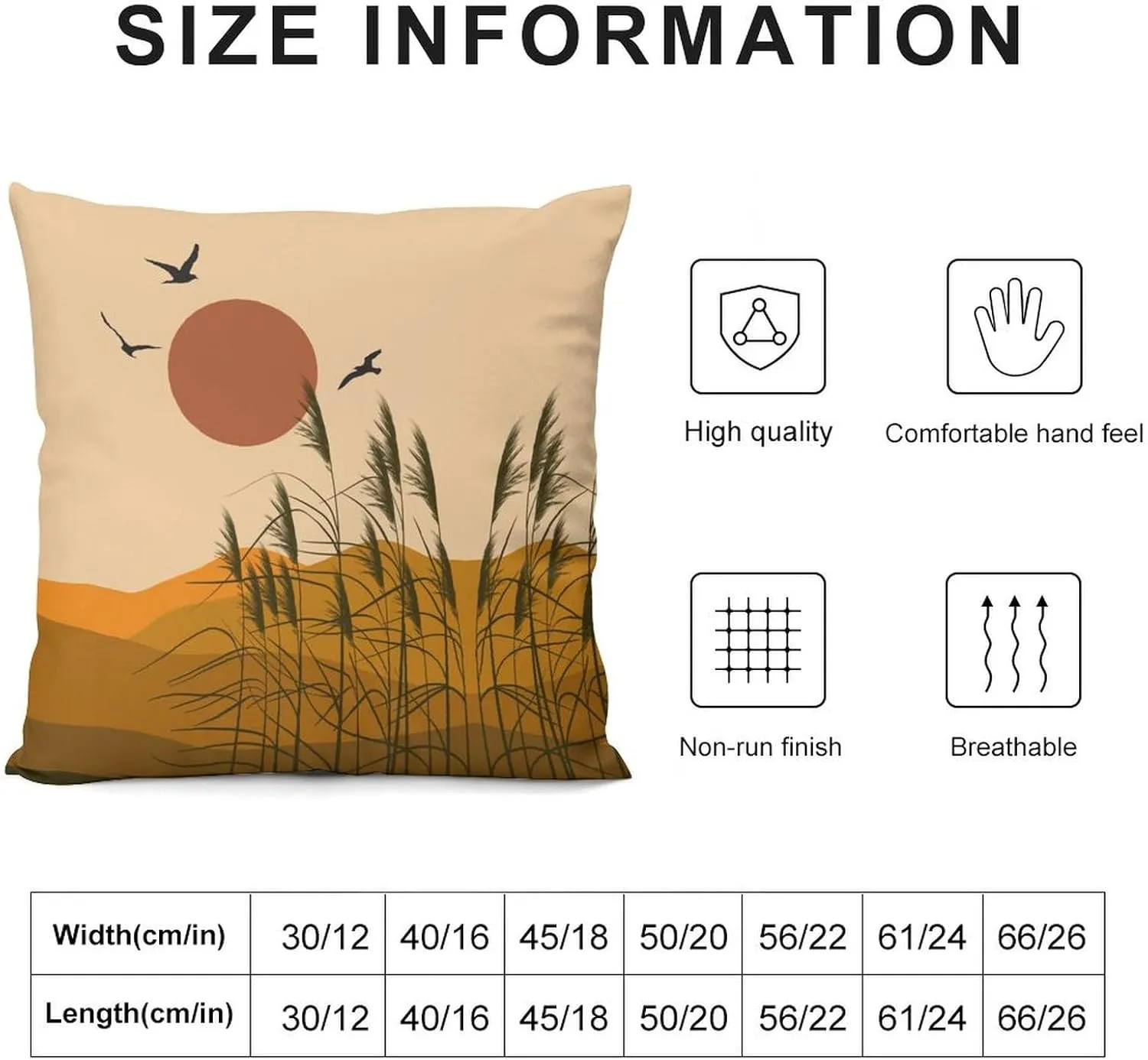 Boho Pillow Covers Set of 2,Mid Century Modern Aesthetic Mountains Sunset Nature Throw Pillow Covers 16x16 Inches Cotton Square Pillow Protectors for Couch Bed Living Room Outdoor Decor 16 "x16