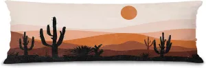 Boho Terracotta Sunset Western Southwestern 20x54 Body Pillow Cover Case, Country Western Cactus Desert Landscape Decorative Long Hug Pillow Cases for Bed Couch