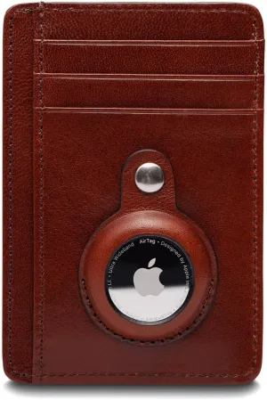 Bosca Old Leather-Airtag Seven-Pocket ID Card Case, Dark Brown, One Size