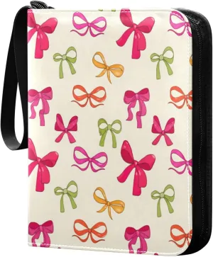 Bows Card Binder 4 Pockets, 400 Pockets Trading Card Binder Removable Card Albums Card Holder for Games, Sports, Football, Baseball Cards