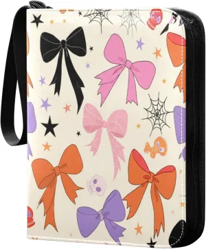 Bows Card Binder 4 Pockets, 400 Pockets Trading Card Binder Removable Card Albums Card Holder for Games, Sports, Football, Baseball Cards
