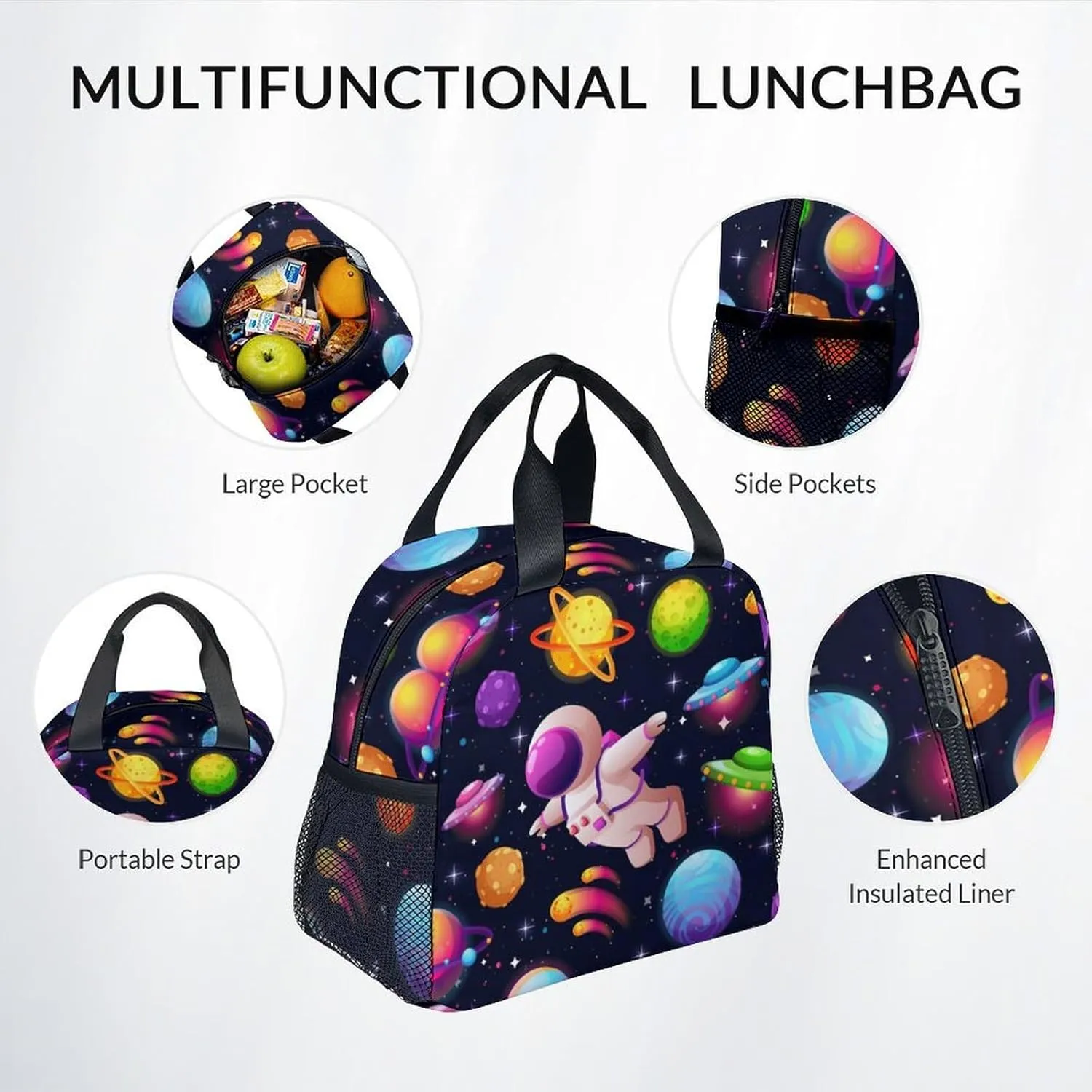 Boys Backpack with Lunch Box Combo, Planet Backpack Kids Bookbag for Primary Elementary School, Cute, Colorful, Adjustable Straps, Durable School Bag with Pencil Cases