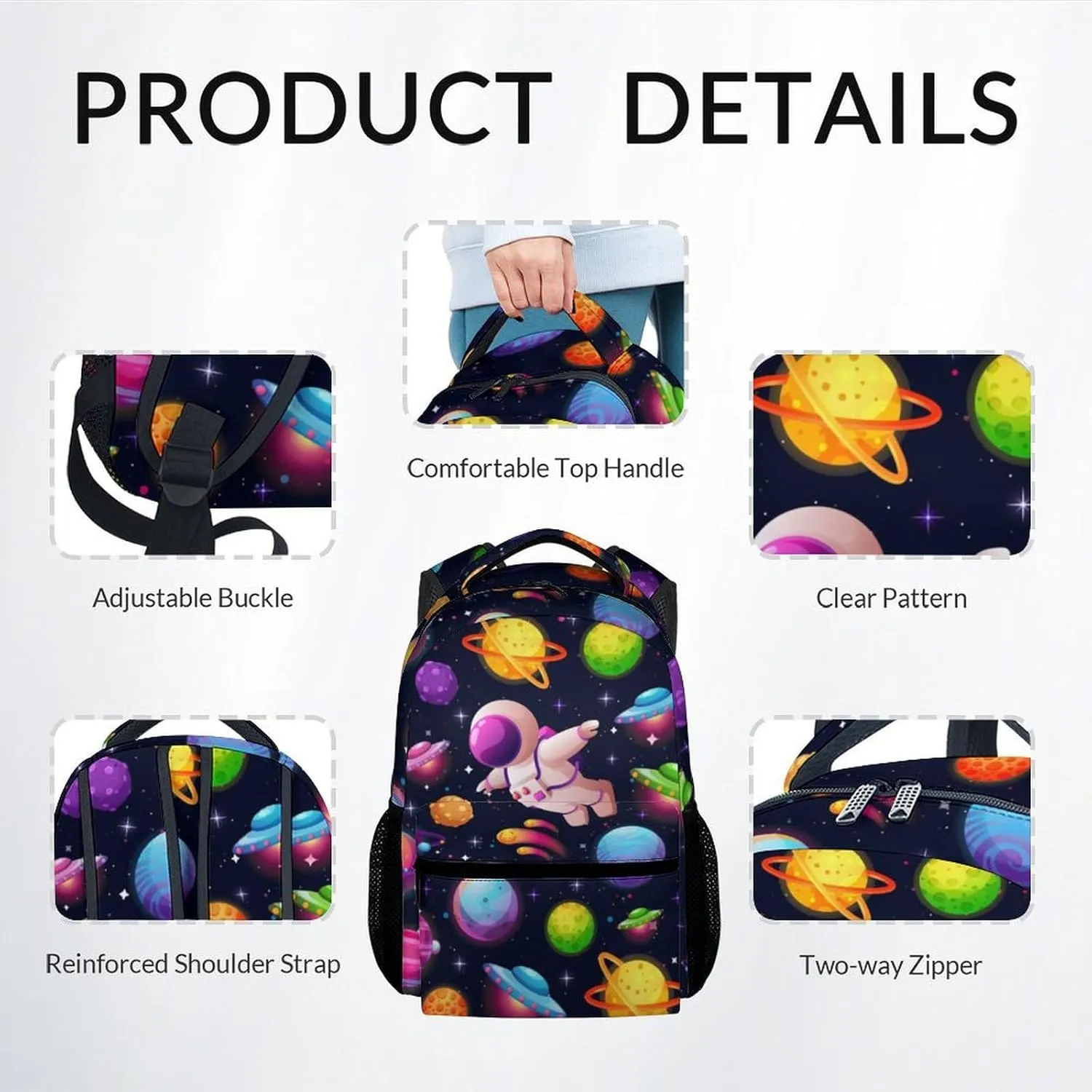 Boys Backpack with Lunch Box Combo, Planet Backpack Kids Bookbag for Primary Elementary School, Cute, Colorful, Adjustable Straps, Durable School Bag with Pencil Cases