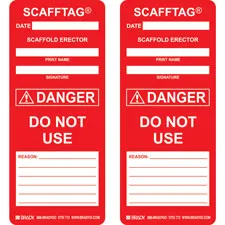 Brady SCAFFTAG Inserts: SCAFFTAG DANGER DO NOT USE: DATE: SCAFFOLD ERECTOR: REASON:| Buy online