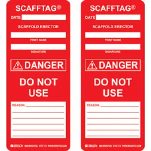 Brady SCAFFTAG Inserts: SCAFFTAG DANGER DO NOT USE: DATE: SCAFFOLD ERECTOR: REASON:| Buy online