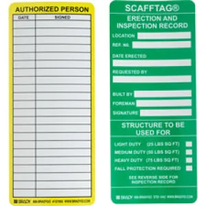 Brady SCAFFTAG Inserts: SCAFFTAG ERECTION AND INSPECTION RECORD: LOCATION: REF NO: DATE EREC…| Buy online