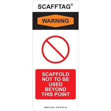 Brady SCAFFTAG Inserts: SCAFFTAG WARNING: SCAFFOLD NOT TO BE USED BEYOND THIS POINT| Buy online
