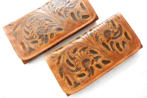 Brick Floral Trifold Leather Wallet