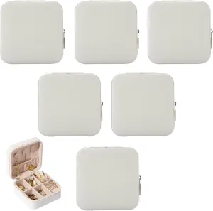 Bridesmaid Proposal Gifts Travel Jewelry Case Bachelorette Party Favors Small Jewelry Box Bridesmaid Gift Organizer Storage Box (6, White)