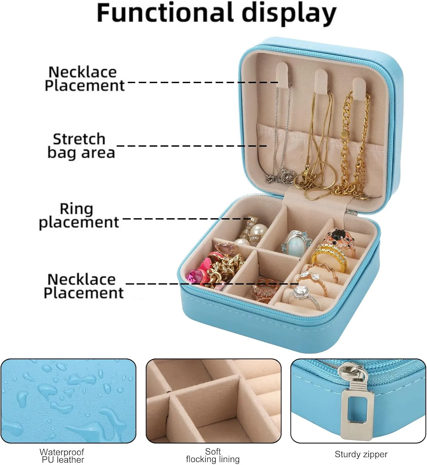 Bridesmaid Proposal Gifts Travel Jewelry Case Bachelorette Party Favors Small Jewelry Box Bridesmaid Gift Organizer Storage Box (6, White)
