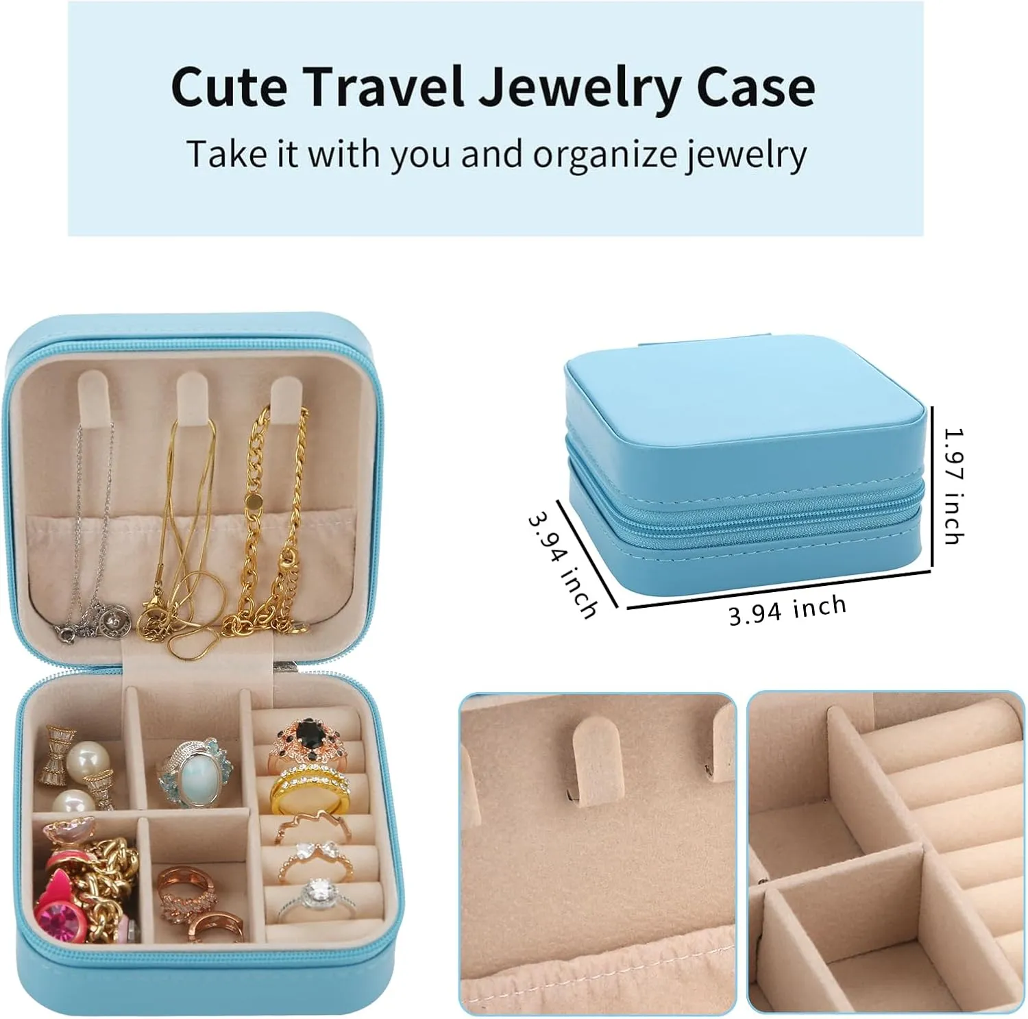 Bridesmaid Proposal Gifts Travel Jewelry Case Bachelorette Party Favors Small Jewelry Box Bridesmaid Gift Organizer Storage Box (6, White)
