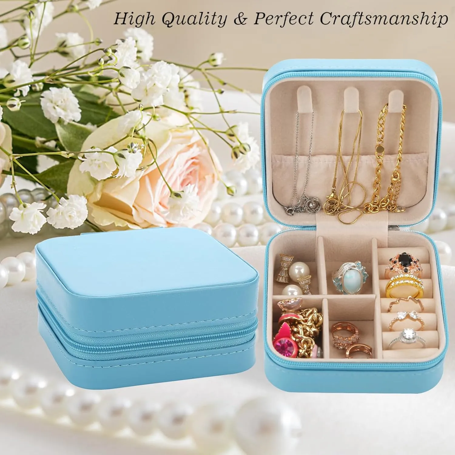 Bridesmaid Proposal Gifts Travel Jewelry Case Bachelorette Party Favors Small Jewelry Box Bridesmaid Gift Organizer Storage Box (6, White)