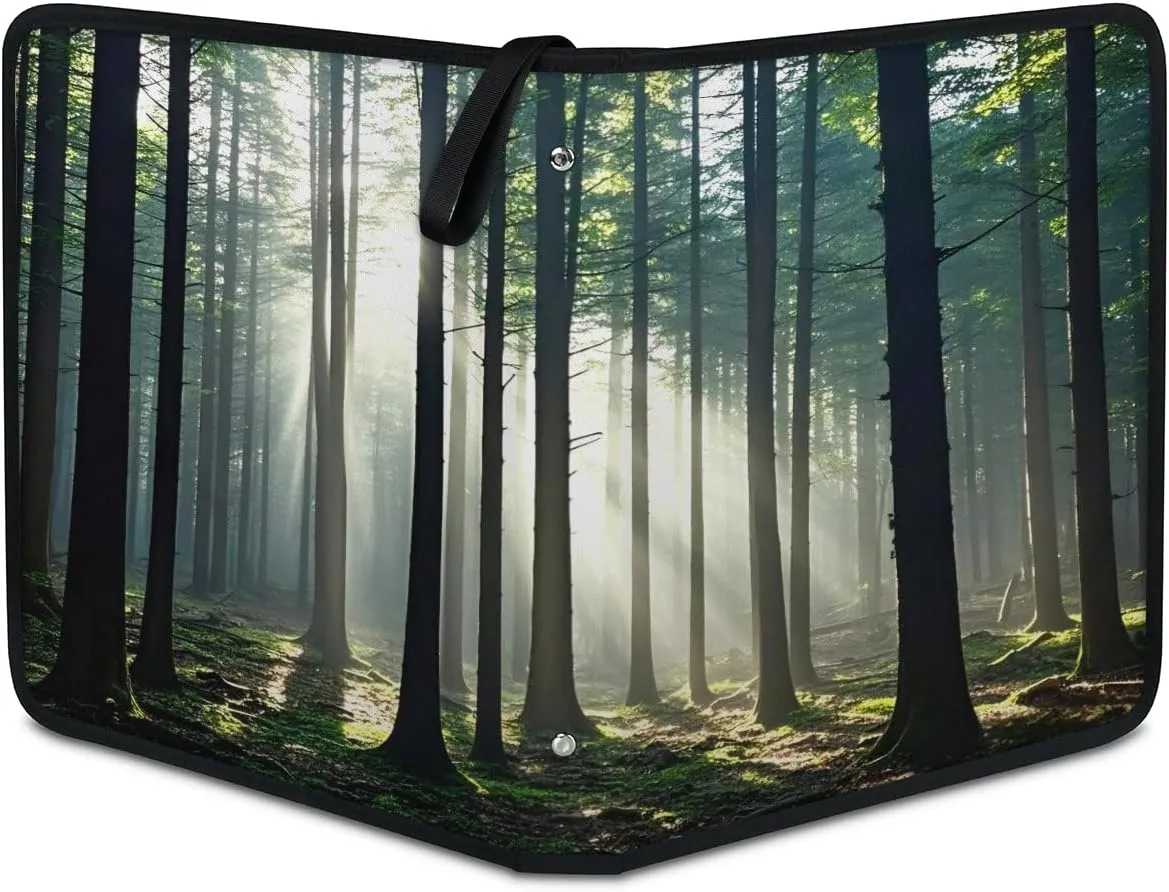 Bright Woodland 3 Ring Trading Zipper Binder Strap, Trading Card Binder 9 Pocket, 900 Pockets Card Holder with 50 Removable Sleeves for Game Cards