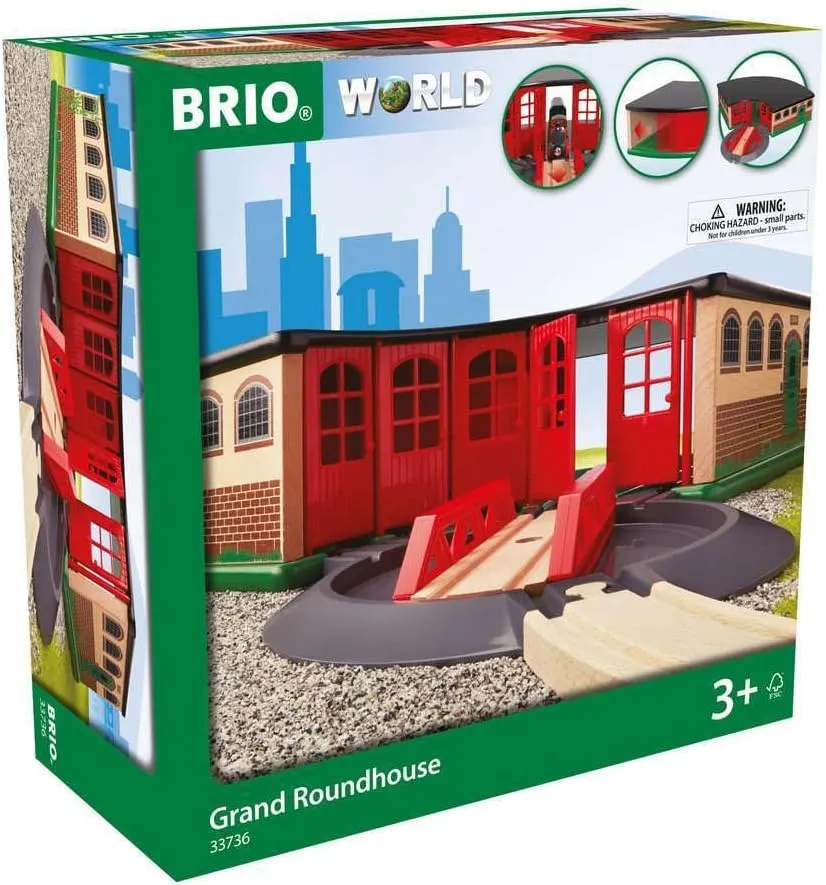 BRIO World - 33736 Grand Roundhouse - Ultimate Train Set Accessory | Accommodates 5 Trains | Rotating Switch Turntable | Compatible with All Railway Toys | Perfect for Kids Ages 3 