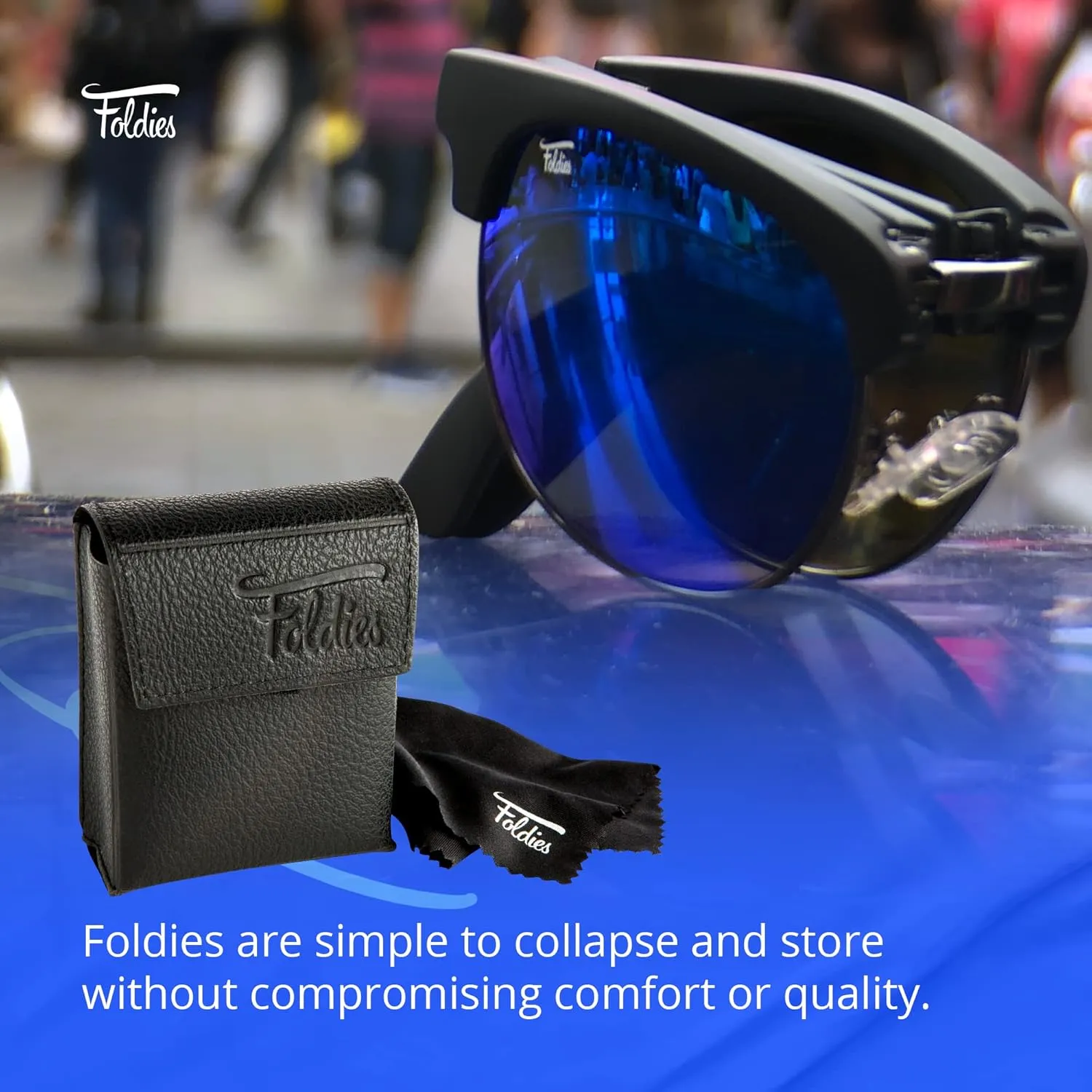 Browline Folding Sunglasses Polarized, UV400, UVA, UVB Protection for Men Women, Folding Sunglasses Leather Case