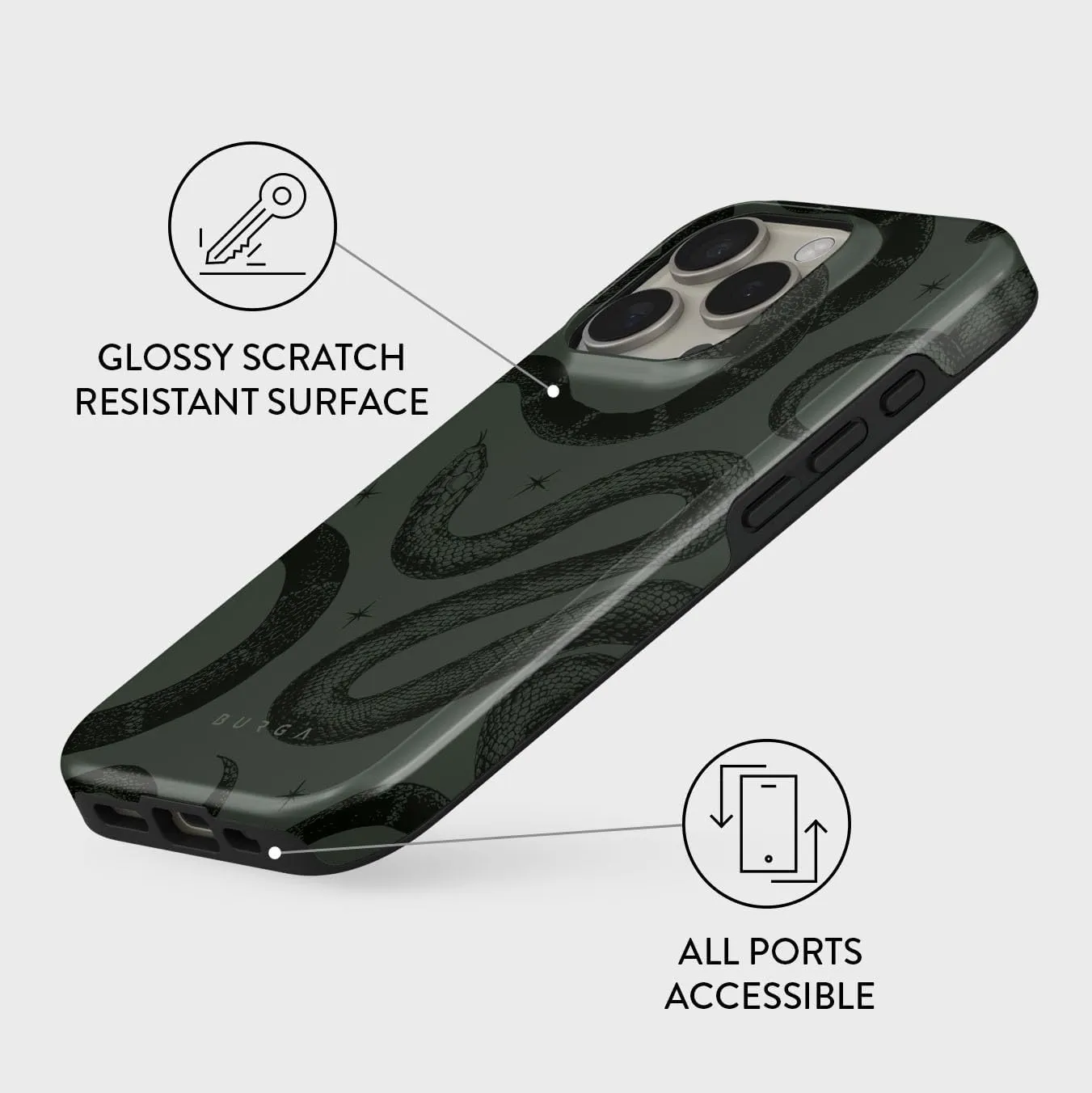BURGA Phone Case for iPhone 16 Pro Max - Cute, Trendy, Aesthetic, Pattern Phone Cover, Hard Shell Protection - fits Apple iPhone 16 Pro Max Case for Women Men, Poison