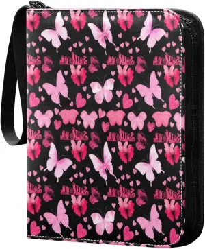 Butterflies Card Binder 4 Pockets, 400 Pockets Trading Card Binder Removable Card Albums Card Holder for Games, Sports, Football, Baseball Cards