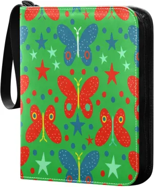 Butterflies Card Binder 4 Pockets, 400 Pockets Trading Card Binder Removable Card Albums Card Holder for Games, Sports, Football, Baseball Cards