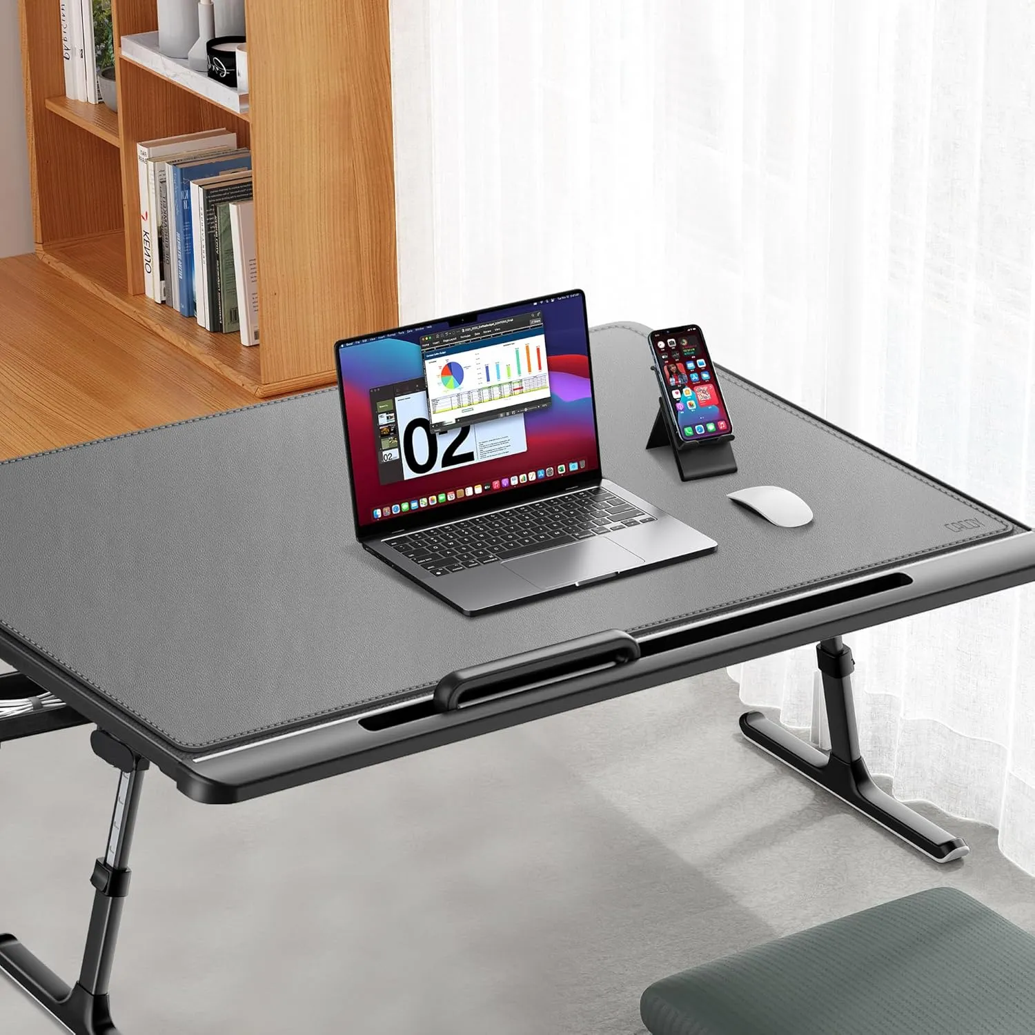 Cacoy PU Leather Moues Pad for Desk, 40" x 24" XXL Large Computer Desk Pad Blotters for Keyboard and Mouse Writing Mat for Office and Home (Grey)