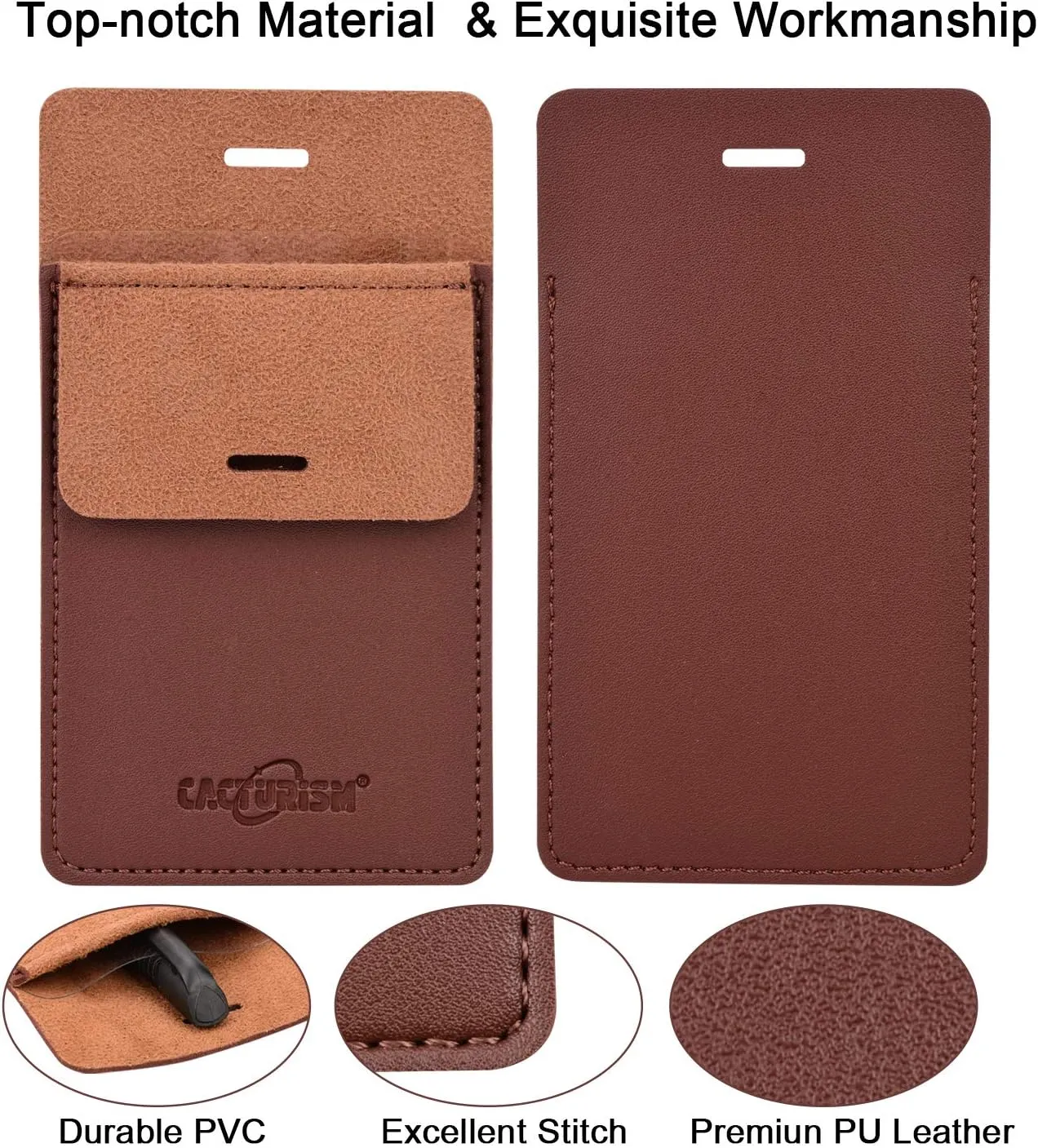 Cacturism Pocket Protector, 4 Pack Premium PU Leather Men Women Pen Holder Pouch Pocket Organizer For Shirts, Lab Coats, Pants; Multi-Purpose-Holds Pens, Pointers, Pencils, Ruler, Tools (Brown 4 Pcs)