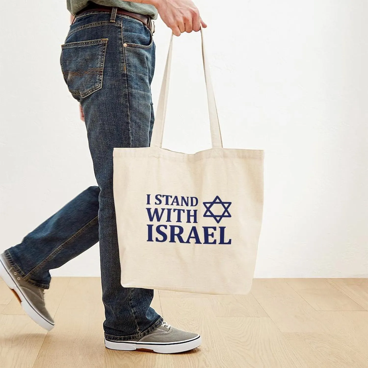 CafePress I Stand With Israel Tote Bag Reusable Natural Beige Canvas Shopping Bag