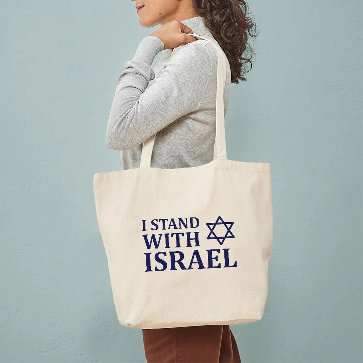 CafePress I Stand With Israel Tote Bag Reusable Natural Beige Canvas Shopping Bag