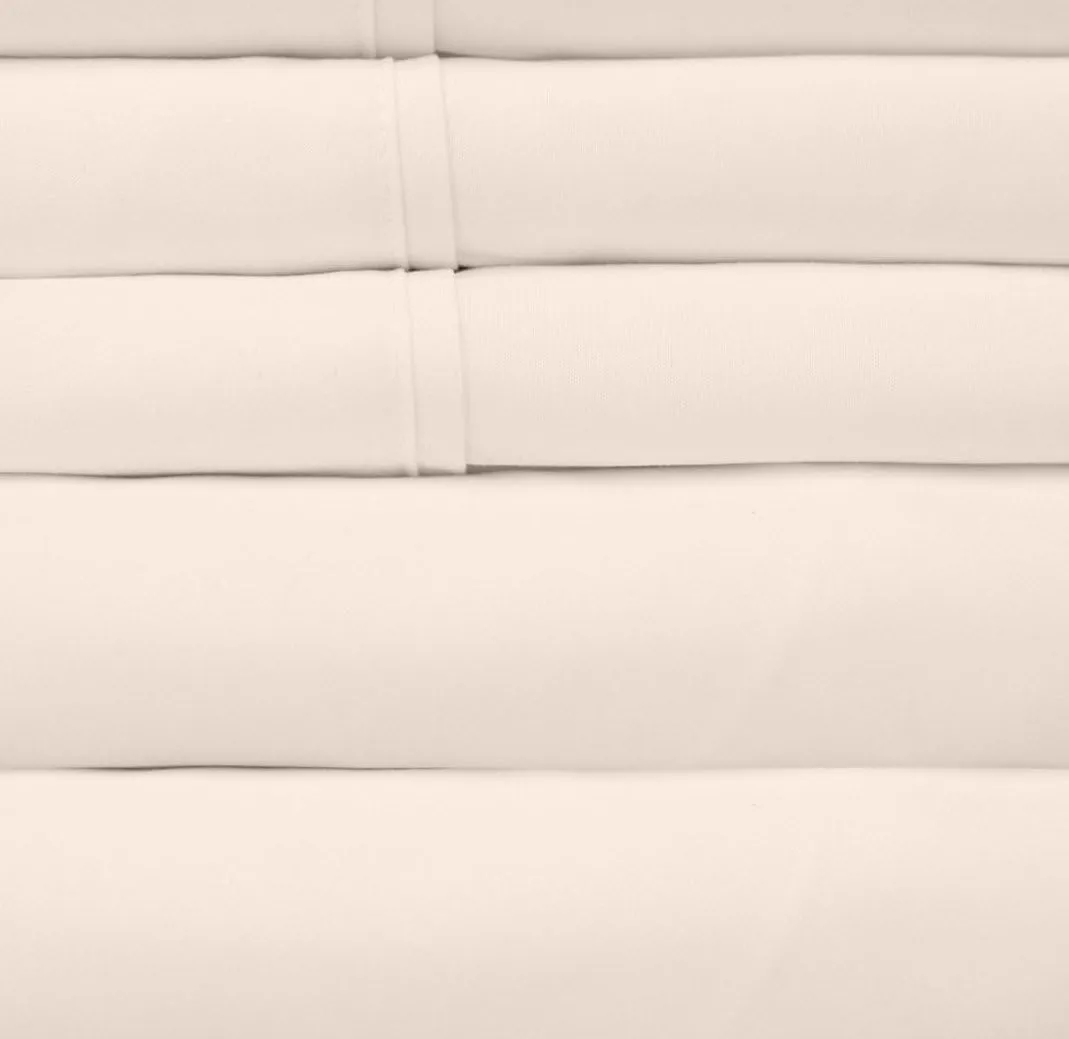 Cal King Size Bed Sheets - 6 Piece 1500 Supreme Collection Fine Brushed Microfiber Deep Pocket California King Sheet Set Bedding - 2 Extra Pillow Cases, Great Value, California King, Beige