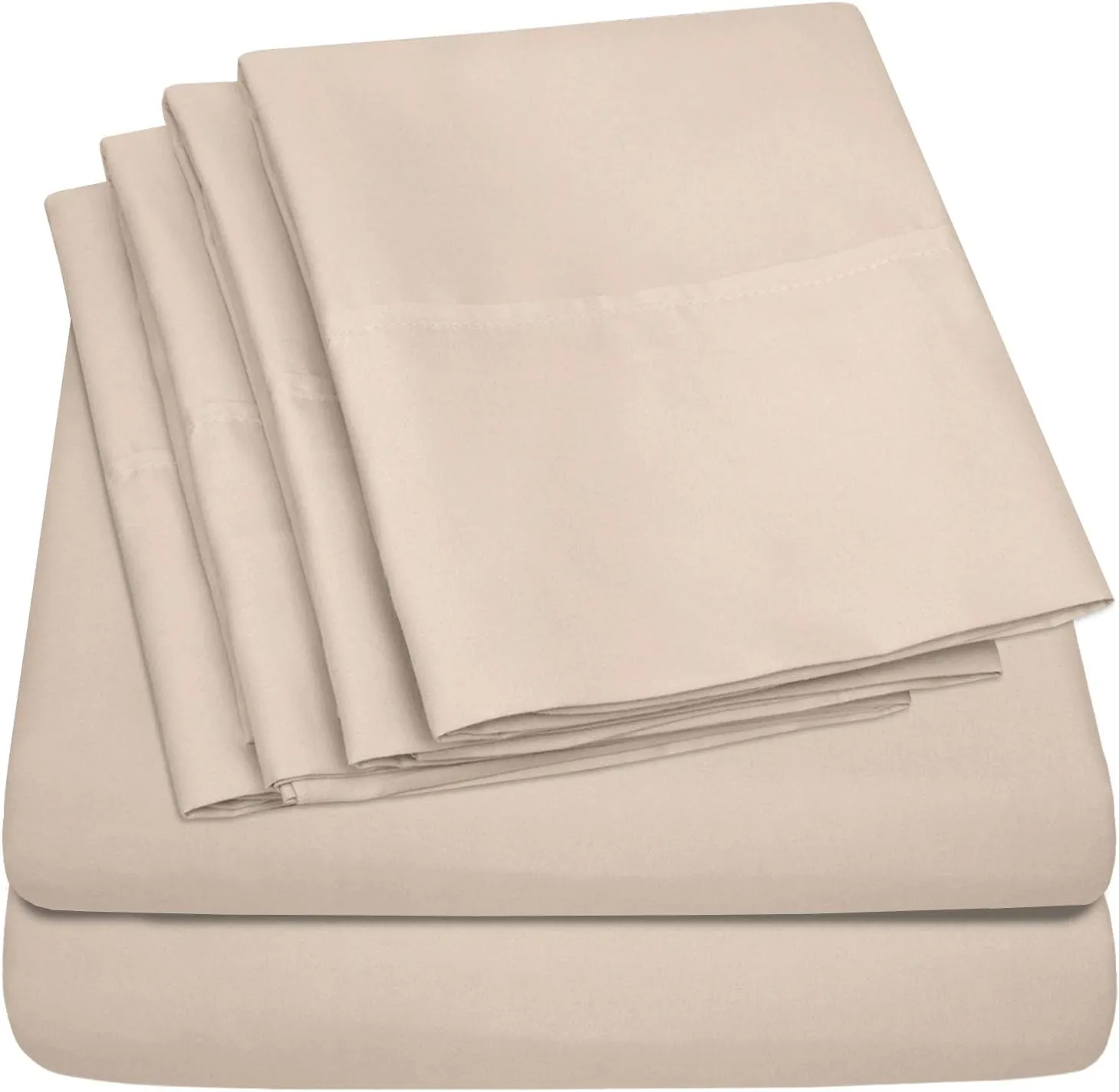 Cal King Size Bed Sheets - 6 Piece 1500 Supreme Collection Fine Brushed Microfiber Deep Pocket California King Sheet Set Bedding - 2 Extra Pillow Cases, Great Value, California King, Beige