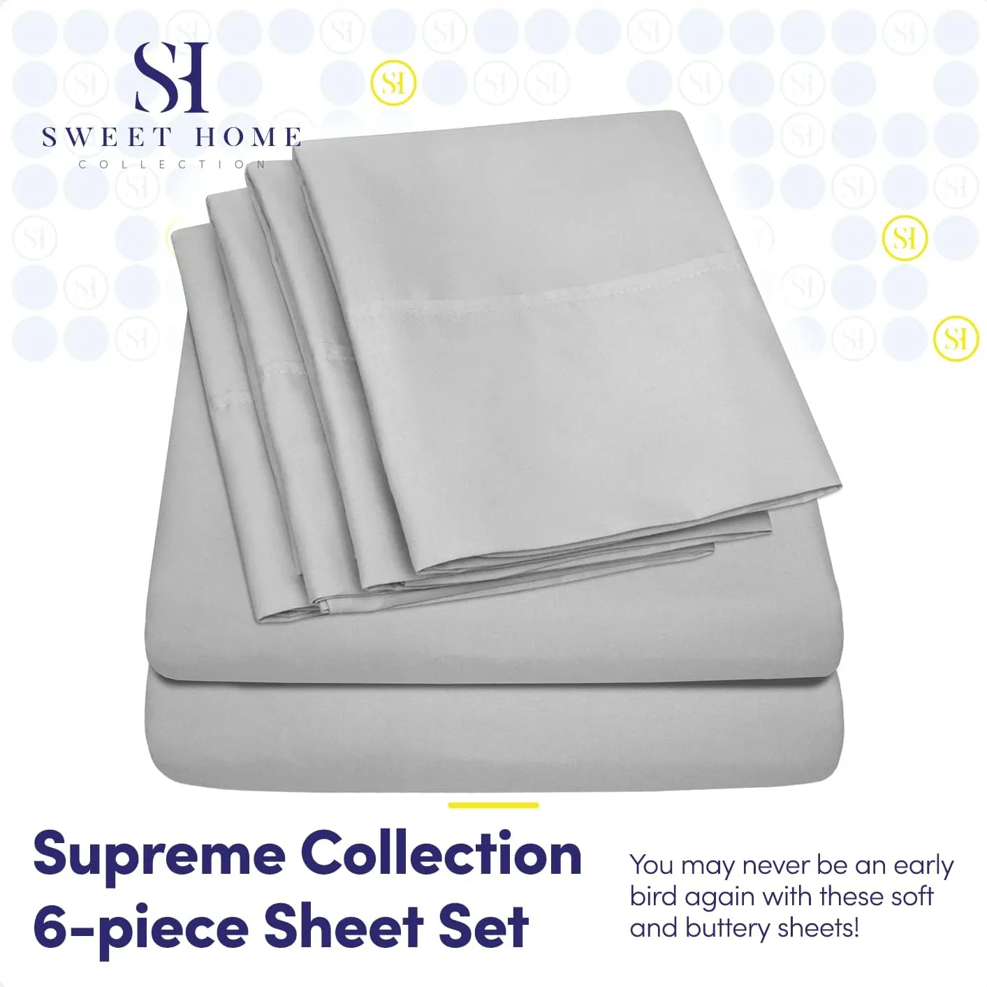 Cal King Size Bed Sheets - 6 Piece 1500 Supreme Collection Fine Brushed Microfiber Deep Pocket California King Sheet Set Bedding - 2 Extra Pillow Cases, Great Value, California King, Silver