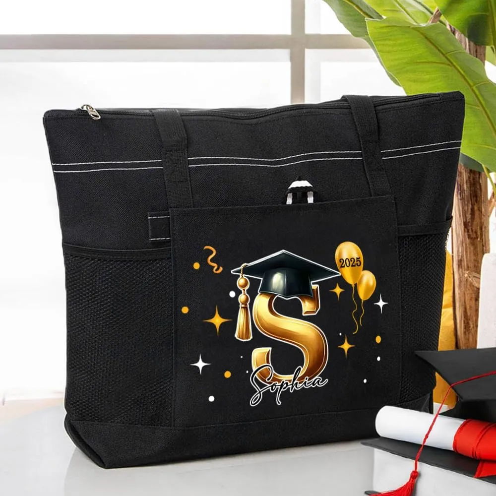 callie Personalized Name Tote Bag for Women, Custom Large Canvas Zipper Handbag