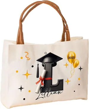 callie Personalized Name Tote Bag for Women, Custom Large Canvas Zipper Handbag