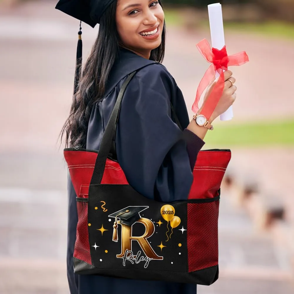 callie Personalized Name Tote Bag for Women, Custom Large Canvas Zipper Handbag