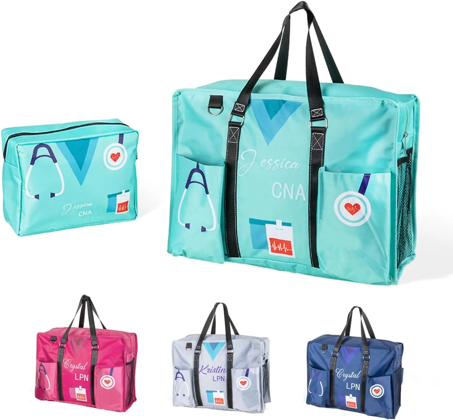 callie Personalized Name Tote Bag for Women, Custom Large Canvas Zipper Handbag