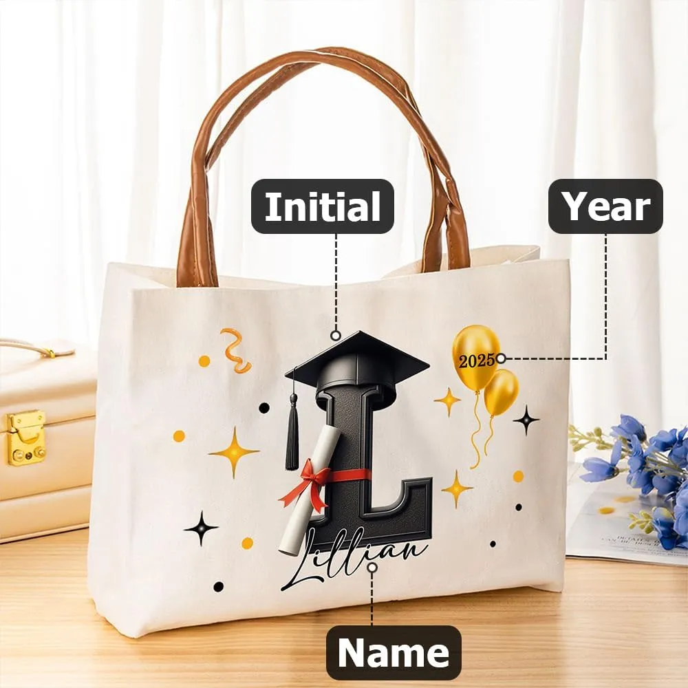 callie Personalized Name Tote Bag for Women, Custom Large Canvas Zipper Handbag