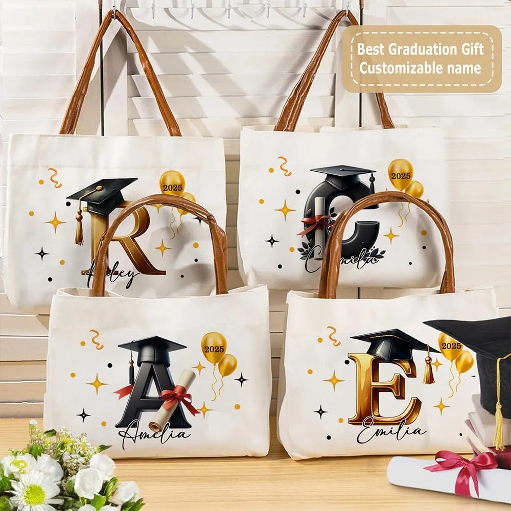 callie Personalized Name Tote Bag for Women, Custom Large Canvas Zipper Handbag