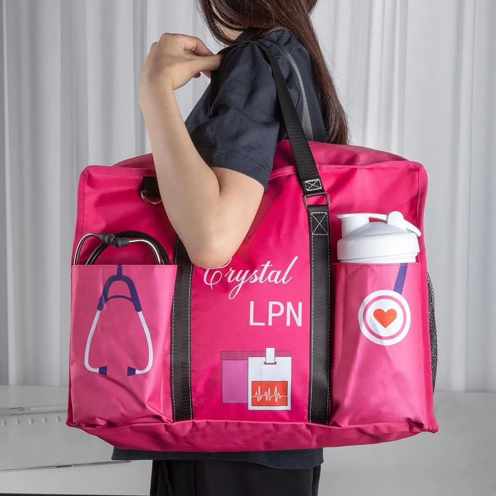 callie Personalized Name Tote Bag for Women, Custom Large Canvas Zipper Handbag
