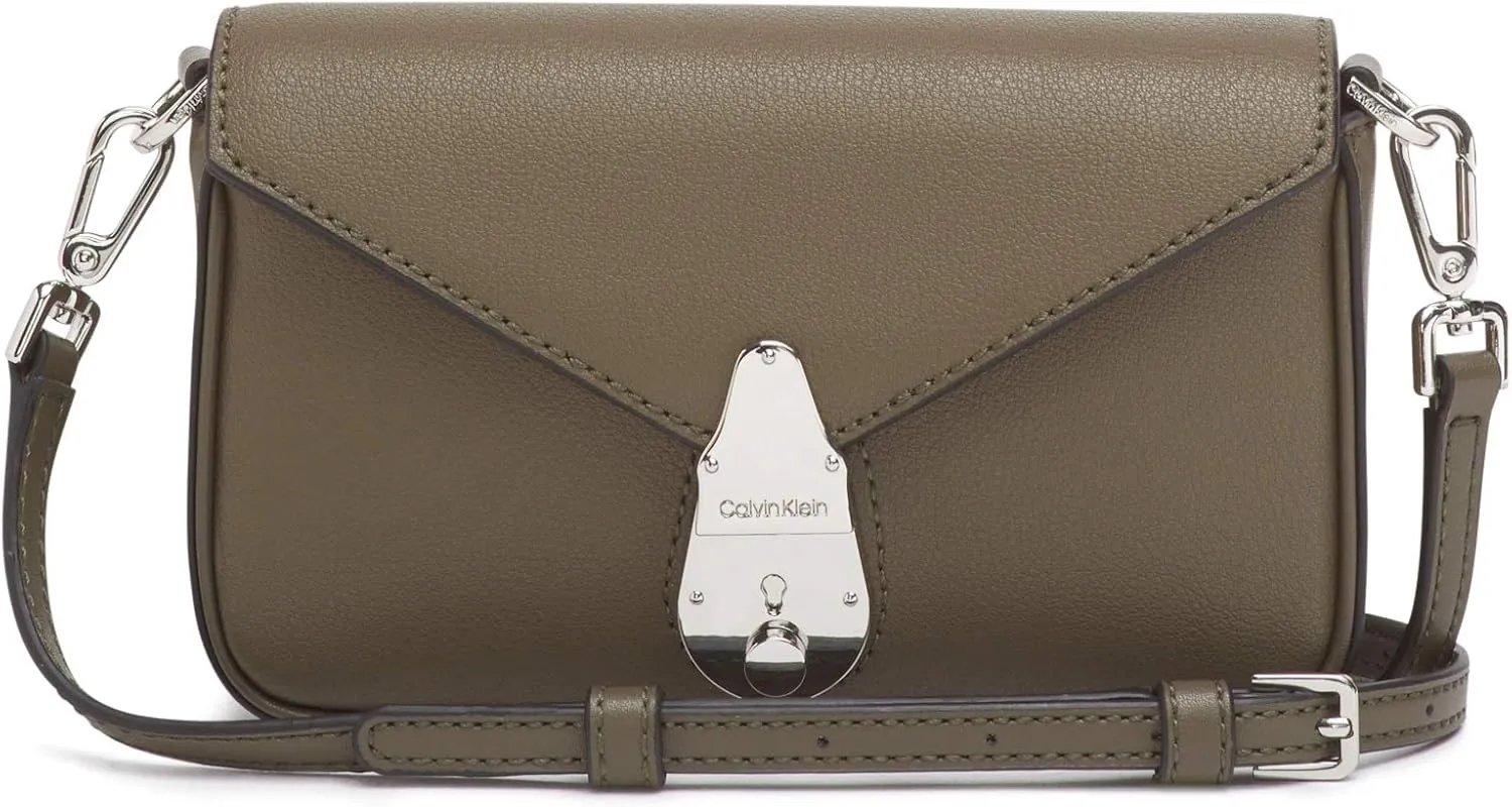 Calvin Klein Lock Daytona Leather Statement Crossbody
