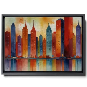 Canvas Print Vibrant Fusion Modern Colorful Abstract Wall Art Prints Canvas Artwork with Red Maya Blue and Orange Palette Texture Decor Canvas, Print