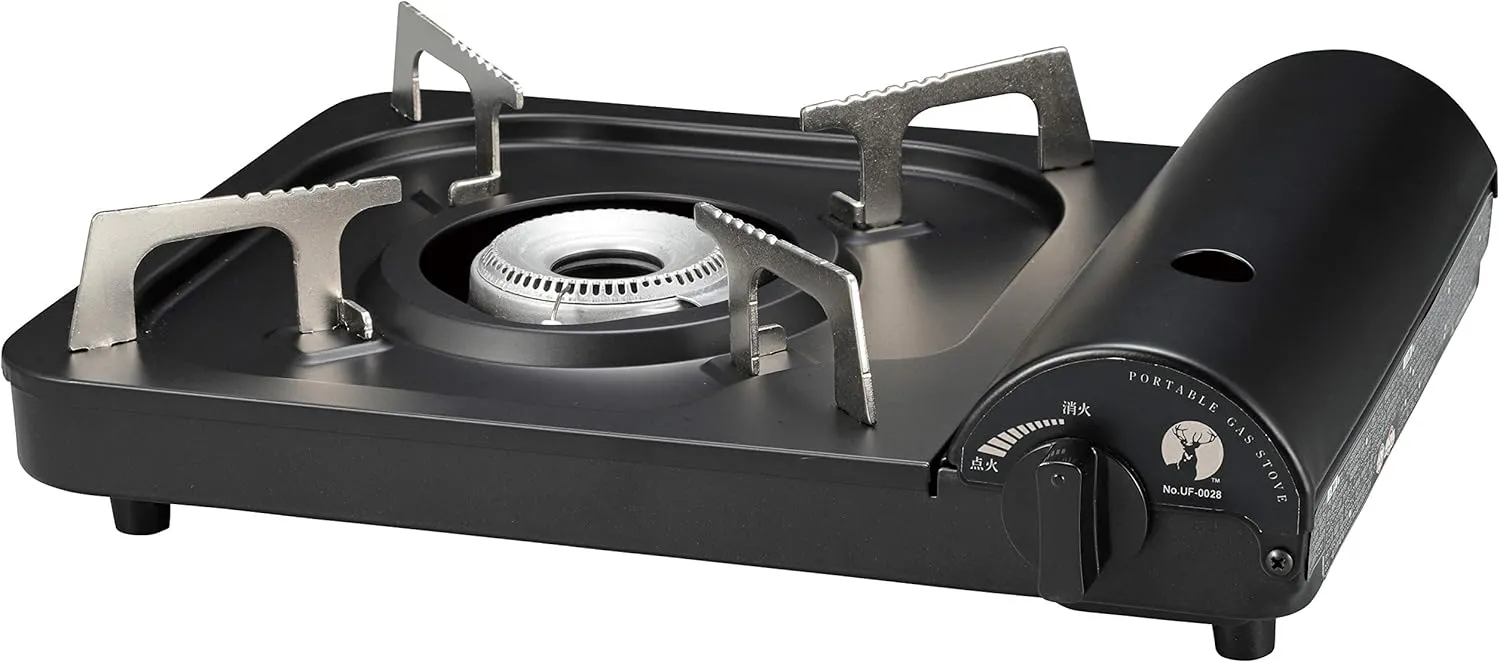 CAPTAIN STAG UF-0028 Barbecue Grill Stove, Cassette Stove, Tabletop Portable Cassette Stove, Black